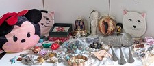 Junk Drawer Vintage to Now Lot Jewelry Goebel Key Chains Cat Dishes Rings ETC picture