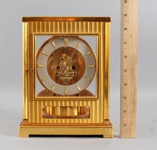 RARE Vintage Modernist Gold Gilt LeCoultre SQUARE Dial Atmos Clock 15 VXN Jewel picture