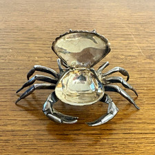 Vintage Spanish 925 Sterling Silver Figural Crab Hinged Box 192g Spain picture