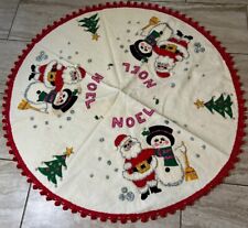 Vintage MCM 1950’s Buscilla Embroidered Felt Sequins Christmas Tree Skirt  44” picture