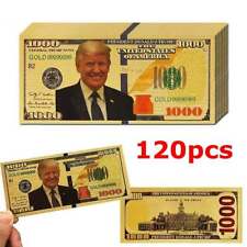 120PC President Donald Trump Colorized $1000 Dollar Bill Gold Foil Banknote picture