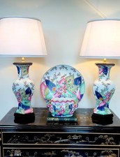 Vintage Pair Custom United Wilson 1897 JUWC Tobacco Leaf Lamps picture