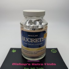 Vintage 1970s Sucrets Sore Throat Lozenges Glass Bottle. Sealed NOS Apothecary  picture