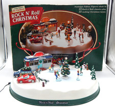 VTG 1997 Mr. Christmas Rock N Roll Animated Musical Diner Skating Pond W/Box picture
