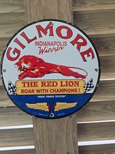 VINTAGE GILMORE PORCELAIN SIGN - ROAR WITH CHAMPIONS GAS 12