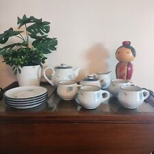 Noritake Rare Vintage Stoneware Tea Set Teacups Saucers Sugar Bowl Tea Kettle picture