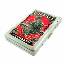 Vintage Japanese Monster Ad Cigarette Case w/Built in Lighter Metal Wallet picture