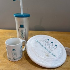 Vtg 90s Avon Skin-So-Soft Promo Set 32oz Sport Sipper Mug & Visor Teal White picture