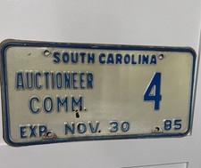 Vintage South Carolina Auctioneer Commission 1985 License Plate 