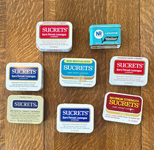 7 Sucrets Vintage Sore Throat Lozenges Pocket Tin + 1 Natures Remedy - Lot picture