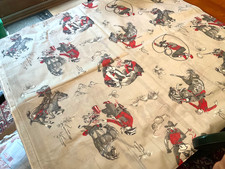 VTG 50-60's Western Cowboy Ranch Cattle Horse Cotton Fabric 38
