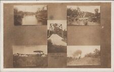 Train,Bridge,River,Wheat Field Wetumka Oklahoma Multiview RPPC 1921 Postcard picture