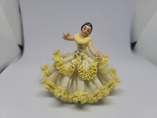Dresden porcelain lace figurine Germany Stamped Antique Yellow Dancer picture