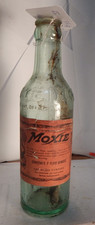 antique aqua  embossed & paper label-Moxie aqua 7 oz Boston, Mass. 8