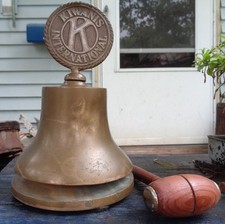 Vintage Brass Kiwanis Medallion Logo Gong Bell 9