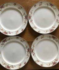 VTG Mayer China USA Asian Floral Rims Luncheon Plates 8 7/8
