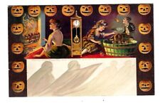 c1906 Tower M&N Halloween Postcard Ghosts, JOL, Lady By Fireplace picture