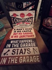 3 Pieces Reproduction Vintage Tin Signs, Gas Oil Car Metal Signs for Garage Man picture