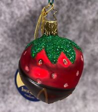 Chocolate Dipped Strawberry Inge Glas Glass Christmas Ornament W Box picture
