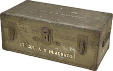 Vintage WWII US Army Footlocker Lt. Col. Aaron M. Blackwood 96th AAA Named Trunk picture