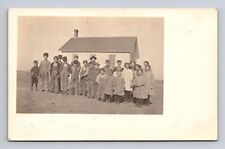 c1904-1918 RPPC Postcard School Children Students at Schoolhouse in Field HMR picture