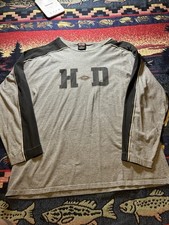 Insane Vintage Harley Davidson Gray Cotton Long Sleeve Shirt Sz XL Made In USA picture