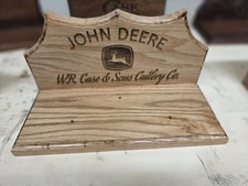W.R. Case & Sons John Deere 3 Knive Display Stand Made From OAK. picture