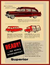 1956 Superior Cadillac Ambulance, Lima OhiO NEW METAL SIGN: 12x16