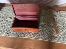 Vintage Chicago Lane Cedar Jewelry Box Chest with Key USA 9x 5 EUC POLK BROS picture