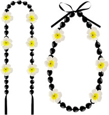 Hawaiian Graduation Kukui Nut Lei 2026 Graduation Necklace Artificial Plumeria F picture