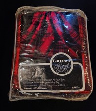 VTG Carousel Royal Scot Stadium Blanket Plaid Red Acrylic Reversible NIP  picture