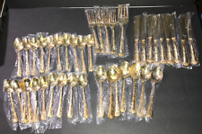 WM Rogers & Son Enchanted Rose 41 Pieces Gold Flatware Lot Set NEW picture