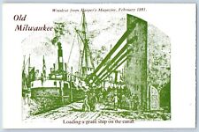 Old Milwaukee Postcard Loading A Grain Ship On The Canal Rampant Lion Vintage picture