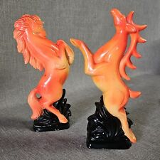 Vintage Florescent Figurines Flamingo Orange Horse & Antelope picture