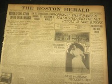 1907 JANUARY 30 THE BOSTON HERALD - ORIGINAL THAW PANEL IS EXHAUSTED - BH 26 picture
