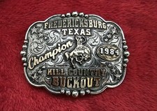 Champion Bronc Riding X~Treme Rodeo☆1984☆TROPHY BUCKLE☆Fredericksburg TX☆RARE899 picture