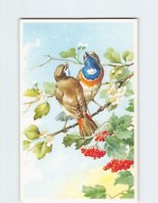 Postcard Greeting Card with Birds Flowers Leaves Painting/Art Print picture