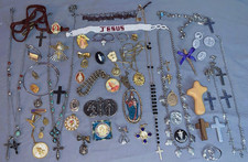 Great Lot 56 pc Vintage Modern Religous Theme Mostly Jewelry Items picture