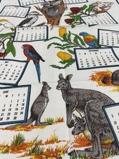 Vintage NOS Australia 2000 Calendar Souvenir Cotton Kitchen Tea Towel - Animals picture