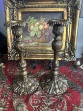 Candlesticks  Antique French Gothic Bronze Candle Holders picture