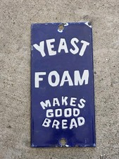 RARE VINTAGE YEAST FOAM BREAD DOOR PUSH PORCELAIN SIGN 8