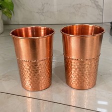 2PCS Pure Copper Drinking Cups 300ml Tumblers Plain Ayurvedic Health Cups USA picture