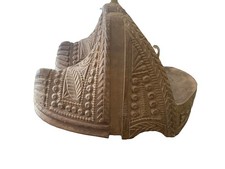 Antique 19th c. Chilean Huaso Horse Estribos Stirrups - Carved Wood  picture