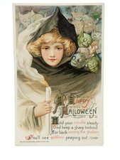 Beautiful John Winsch Sam Schmucker Halloween Postcard Witch Candle Goblins 1911 picture