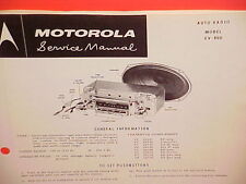 1958 1959 MOTOROLA AUTO CAR AM RADIO FACTORY SERVICE REPAIR MANUAL MODEL GV-800 picture