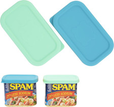 2Pc Silicone Lids for 12oz Spam Cans | Rectangle Food Covers Freezer Safe picture
