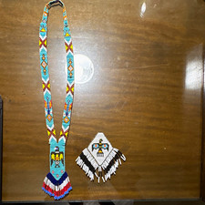Handmade Native American Style Beaded Necklace with Fringe Medallion Pendant picture