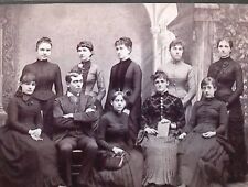 C.1880/90s Cabinet Card Sullivan IL Group Photo Women W Hand Bag Purse Man A117 picture