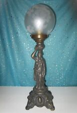 Vintage Hollywood Regency Lady Goddess Lamp & Big Flowery glass Globe picture