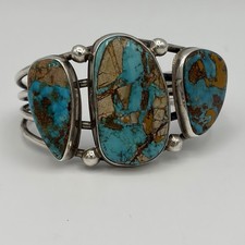 Vtg Native American Sterling Silver Royston Turquoise Women’s Cuff Bracelet picture